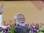 Prime Minister Narendra Modi addresses a public meeting in Ahmedabad on Monday. (PTI)