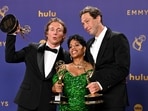 Jeremy Allen White, Liza Colon-Zayas and Ebon Moss-Bachrach won Emmys for the second season of The Bear. (Photo by Robyn Beck / AFP)