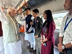 Prime Minister Narendra Modi travelled aboard the Ahmedabad metro after launching phase 2 of the Ahmedabad Metro Rail Projec Prime Minister Narendra Modi travelled aboard the Ahmedabad metro after launching phase 2 of the Ahmedabad Metro Rail Projec