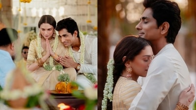 Aditi Rao Hydari and Siddharth on their wedding day Aditi Rao Hydari and Siddharth on their wedding day