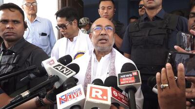 Manipur chief minister N Biren Singh speaking to reporters at the Manipur Press Club in Imphal on Monday. Manipur chief minister N Biren Singh speaking to reporters at the Manipur Press Club in Imphal on Monday.