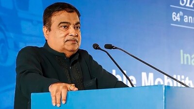 Union Minister Nitin Gadkari addresses a gathering on Sustainable Mobility Journey Towards Viksit Bharat at the Inaugural Session of the 64th SIAM Annual Convention 2024, in New Delhi. (File) (PTI) Union Minister Nitin Gadkari addresses a gathering on Sustainable Mobility Journey Towards Viksit Bharat at the Inaugural Session of the 64th SIAM Annual Convention 2024, in New Delhi. (File) (PTI)