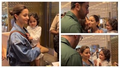 Alia Bhatt, Raha Kapoor, Neetu Kapoor and Ranbir Kapoor were spotted at Mumbai airport on Monday. (Pics: Viral Bhayani) Alia Bhatt, Raha Kapoor, Neetu Kapoor and Ranbir Kapoor were spotted at Mumbai airport on Monday. (Pics: Viral Bhayani)