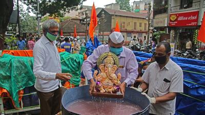The civic officials have urged devotees to use temporary tanks placed across the city and close to ghats for immersion of Ganesh idols. (REPRESENTATIVE PHOTO)