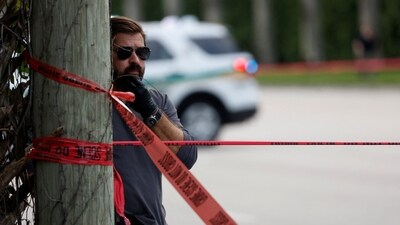 A law enforcement officer looks on after reports of shots fired outside Republican presidential nominee and former U.S. President Donald Trump's Trump International Golf Course in West Palm Beach, Florida, U.S. September 15, 2024. (Reuters)