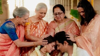 The couple’s chemistry in the wedding pictures has fans gushing over their connection. 