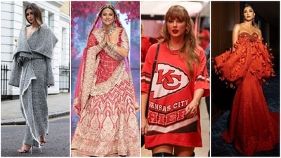 From Taylor Swift rocking a relaxed oversized t-shirt to Hina Khan turning heads in a dazzling bridal ensemble, today’s best-dressed celebs truly brought their fashion A-game. Here’s a closer look at how these stars nailed their standout looks and made a splash on the style scene, (Instagram) From Taylor Swift rocking a relaxed oversized t-shirt to Hina Khan turning heads in a dazzling bridal ensemble, today’s best-dressed celebs truly brought their fashion A-game. Here’s a closer look at how these stars nailed their standout looks and made a splash on the style scene, (Instagram)