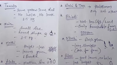 Retired IFS officer Mohan Pargaien shared his wife's hilariously detailed vegetable-buying guide on X. (X/Pargaien ) Retired IFS officer Mohan Pargaien shared his wife's hilariously detailed vegetable-buying guide on X. (X/Pargaien )