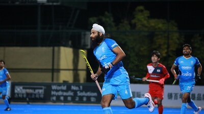India scored through Uttam Singh (13th minute), skipper Harmanpreet Singh (19th, 45th) and Jarmanpreet Singh (32nd), while Korea's lone goal came from the stick of Yang Jihun (33rd). (Hockey India) India scored through Uttam Singh (13th minute), skipper Harmanpreet Singh (19th, 45th) and Jarmanpreet Singh (32nd), while Korea's lone goal came from the stick of Yang Jihun (33rd). (Hockey India)