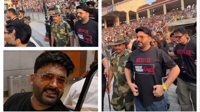 Kapil Sharma, Archana Puran Singh and others meet BSF Jawans at Attari border. Kapil Sharma, Archana Puran Singh and others meet BSF Jawans at Attari border.