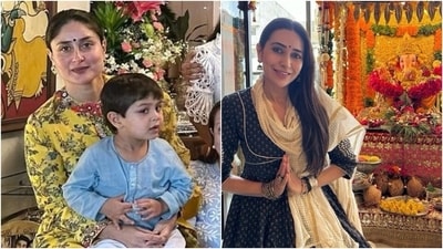 Kareena Kapoor and Karisma Kapoor celebrate Ganesh Chaturthi.