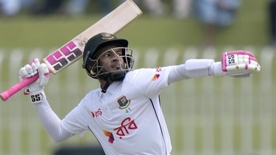 Mushfiqur Rahim celebrating a century. (AP Photo) Mushfiqur Rahim celebrating a century. (AP Photo)
