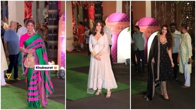 Shilpa Shetty, Mrunal Thakur and Disha Patani at CM Eknath Shinde's Garpati darshan. (Instagram/@viralbhayani, HT Photos/Varinder Chawla) Shilpa Shetty, Mrunal Thakur and Disha Patani at CM Eknath Shinde's Garpati darshan. (Instagram/@viralbhayani, HT Photos/Varinder Chawla)