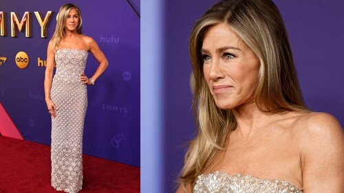 Jennifer Aniston in a sparkly dress on the Emmys red carpet. (Reuters) Jennifer Aniston in a sparkly dress on the Emmys red carpet. (Reuters)