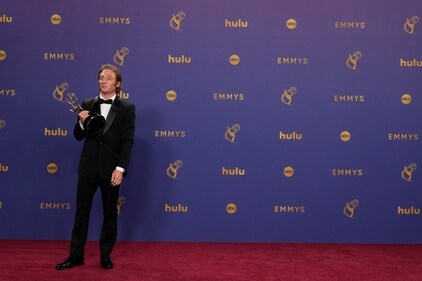Jeremy Allen White poses in the press room during the 76th Primetime Emmy Awards. (Jae C. Hong/Invision/AP)