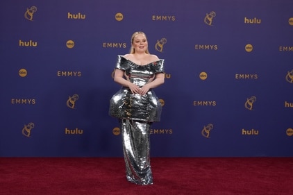 Nicola Coughlan poses in the press room during the 76th Primetime Emmy Awards. (Jae C. Hong/Invision/AP)