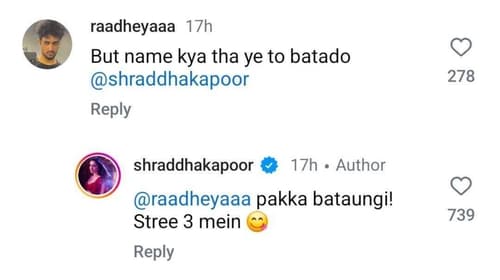 Shraddha's interaction with a fan on social media Shraddha's interaction with a fan on social media