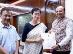 Delhi chief minister Arvind Kejriwal and AAP leader Atishi with Delhi LG VK Saxena at the LG House. Arvind Kejriwal resigned as Delhi chief minister, while Atishi stakes a claim to the position, on Tuesday. (HT Photo) Delhi chief minister Arvind Kejriwal and AAP leader Atishi with Delhi LG VK Saxena at the LG House. Arvind Kejriwal resigned as Delhi chief minister, while Atishi stakes a claim to the position, on Tuesday. (HT Photo)