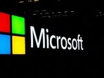 A view shows a Microsoft logo at Microsoft offices in Issy-les-Moulineaux near Paris, France.