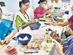 Mumbai, India - Sept. 16, 2024:Bank employees along with retired bank employees counting the money donated by devotees to Lalbaug Raja in collection box at Lalbaug in Mumbai, India, on Monday, September 16, 2024. (Photo by Anshuman Poyrekar/ Hindustan Times) (Hindustan Times)