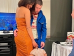 Priyanka Chopra and Nick Jonas backstage at his London concert