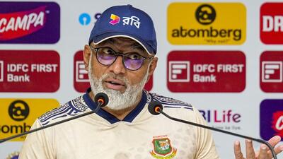 Bangladesh coach Chandika Hathurusingha addresses the media in Chennai on Tuesday. (PTI)