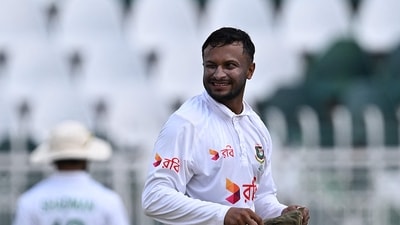 Shakib Al Hasan played for Surrey in the County Championship after Bangladesh's victory in Pakistan (AFP)