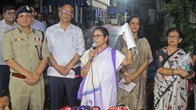 Kolkata: West Bengal Chief Minister Mamata Banerjee speaks during a press conference after meeting with delegates of junior doctors, at her Kalighat residence in Kolkata, Monday midnight, Sept. 16, 2024. (PTI) Kolkata: West Bengal Chief Minister Mamata Banerjee speaks during a press conference after meeting with delegates of junior doctors, at her Kalighat residence in Kolkata, Monday midnight, Sept. 16, 2024. (PTI)