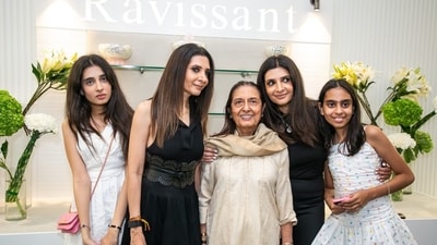 Neesa Saigal, Malini Chawla Saigal, Mina Chawla, Charu Chawla and Navya Anand (Photo: Raajessh Kashyap/HT)