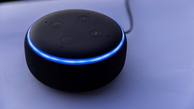Amazon's DOT Alexa device is shown in this picture illustration. (REUTERS)