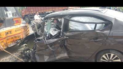 The ill-fated car in which the two men were travelling (HT Photo)