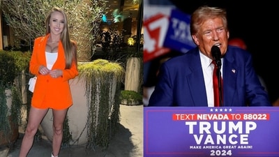 Brittany Mahome is reconsidering her support for Trump after his scathing remark on Taylor Swift. (@BrittanyLynne/X, REUTERS/Piroschka Van de Wouw/File Photo)