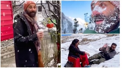 Sunny Deol is back in the mountains with his mom and dad. Sunny Deol is back in the mountains with his mom and dad.