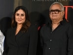 Kareena Kapoor Khan and director Hansal Mehta at the trailer launch of The Buckingham Murders (Photo by Sujit JAISWAL / AFP)