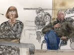 This court sketch shows defendant Dominique Pelicot during his trial in which he is accused of drugging his wife so he and scores of strangers could rape her. This court sketch shows defendant Dominique Pelicot during his trial in which he is accused of drugging his wife so he and scores of strangers could rape her.