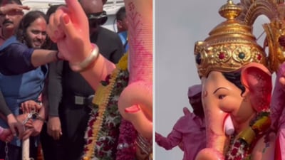 Anant Ambani donated the 20-kg gold crown for Lalbaugcha Raja. Anant Ambani donated the 20-kg gold crown for Lalbaugcha Raja.