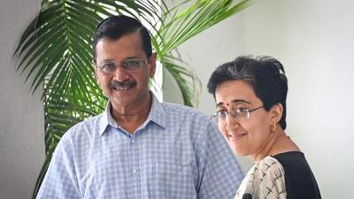 Arvind Kejriwal and Atishi after meeting the lieutenant governor. (Sanchit Khanna/HT Photo) Arvind Kejriwal and Atishi after meeting the lieutenant governor. (Sanchit Khanna/HT Photo)