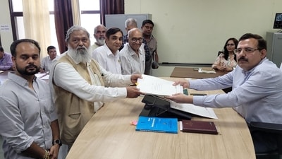 Former Haryana home minister and six-time MLA from Ambala Cantonment seat Anil Vij on Wednesday filed his nomination papers from the seat. Former Haryana home minister and six-time MLA from Ambala Cantonment seat Anil Vij on Wednesday filed his nomination papers from the seat. 