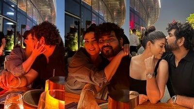 Nayanthara and Vignesh Shivan stepped out for his birthday dinner. Nayanthara and Vignesh Shivan stepped out for his birthday dinner.