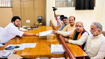Faridabad: BJP's Ballabhgarh candidate Mool Chand Sharma files his nomination papers for Haryana Assembly elections, in Faridabad district, Friday, Sept. 6, 2024. (PTI) Faridabad: BJP's Ballabhgarh candidate Mool Chand Sharma files his nomination papers for Haryana Assembly elections, in Faridabad district, Friday, Sept. 6, 2024. (PTI)
