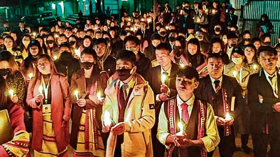 People protest against killing of 13 tribals in Mon district in December 2021. (PTI) People protest against killing of 13 tribals in Mon district in December 2021. (PTI)