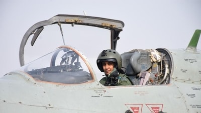 Squadron Leader Mohana Singh in a MiG-21 Bison at the Nal airbase near Bikaner. (HT file) Squadron Leader Mohana Singh in a MiG-21 Bison at the Nal airbase near Bikaner. (HT file)