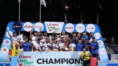 The victorious Indian team after beating hosts China 1-0 in the ACT final. (HOCKEY INDIA) The victorious Indian team after beating hosts China 1-0 in the ACT final. (HOCKEY INDIA)