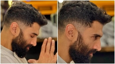 In a white T-shirt with his hands joined in front of him, Aditya can be seen posing for the pictures. (Instagram/@aalimhakim) In a white T-shirt with his hands joined in front of him, Aditya can be seen posing for the pictures. (Instagram/@aalimhakim)