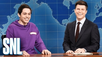 Pete Davidson and Colin Jost, as seen six years ago on Saturday Night Live's Weekend Update. (YouTube) Pete Davidson and Colin Jost, as seen six years ago on Saturday Night Live's Weekend Update. (YouTube)