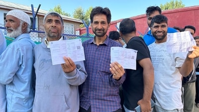 Inderwal in the Jammu region recorded the highest voter turnout among the 24 assembly segments at 80.06% by 5 pm. (Waseem Andrabi/HT Photo) Inderwal in the Jammu region recorded the highest voter turnout among the 24 assembly segments at 80.06% by 5 pm. (Waseem Andrabi/HT Photo)