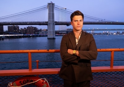 Colin Jost, who purchased the decommissioned Staten Island ferryboat with Pete Davidson, poses on his boat after Tommy Hilfiger presented his SS25 collection during New York Fashion Week, in Manhattan, New York City, U.S., September 8, 2024. REUTERS/Caitlin Ochs (REUTERS)