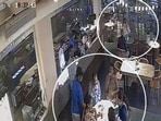 Excise Department officials during the raid at Ariko Cafe in Hyderabad, captured on CCTV. Excise Department officials during the raid at Ariko Cafe in Hyderabad, captured on CCTV.