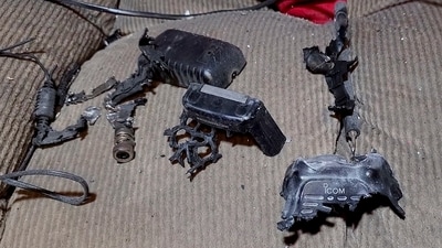 This video grab shows a walkie-talkie that was exploded inside a house, in Baalbek, east Lebanon on Wednesday. (AP) This video grab shows a walkie-talkie that was exploded inside a house, in Baalbek, east Lebanon on Wednesday. (AP)