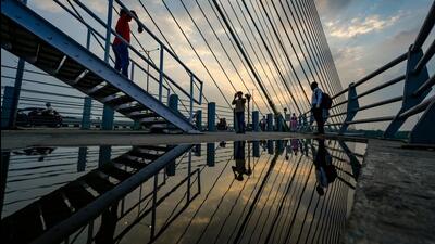 At Signature Bridge in Wazirabad in New Delhi on Thursday. (Raj K Raj /HT Photo) At Signature Bridge in Wazirabad in New Delhi on Thursday. (Raj K Raj /HT Photo)